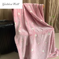 Wholesale Custom Coral Fleece Plush Throw Luminous Warm Flannel Blankets Night Star Glow in the Dark Blanket